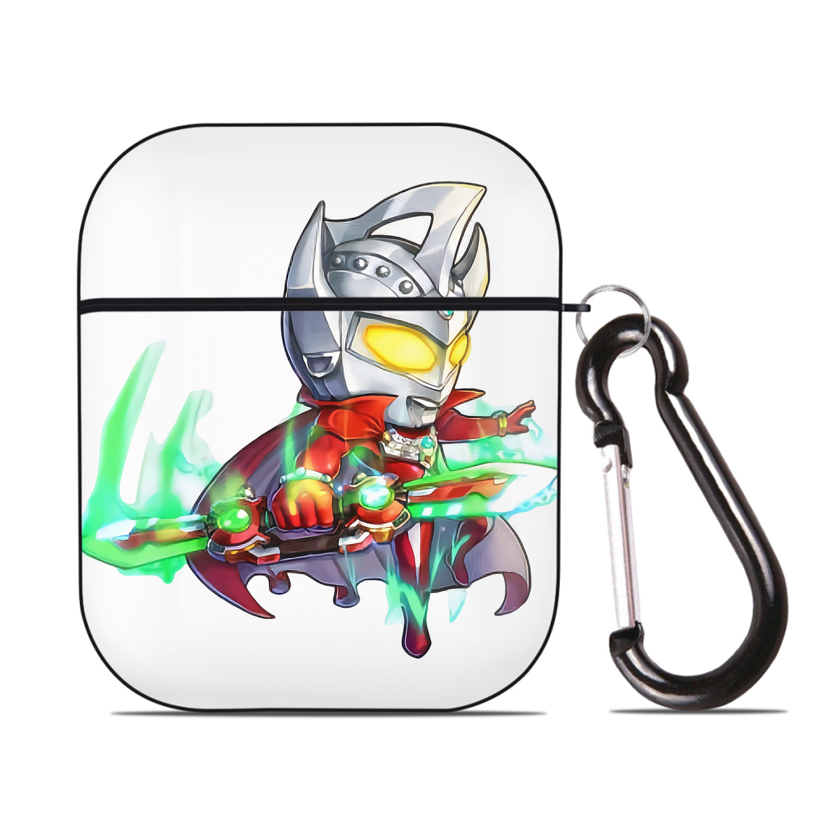 （画像用） ウルトラマン Ultraman AirPods 第2世代保護ケース ハードシェル ブラック 耐衝撃・防指紋・カラビナ付き