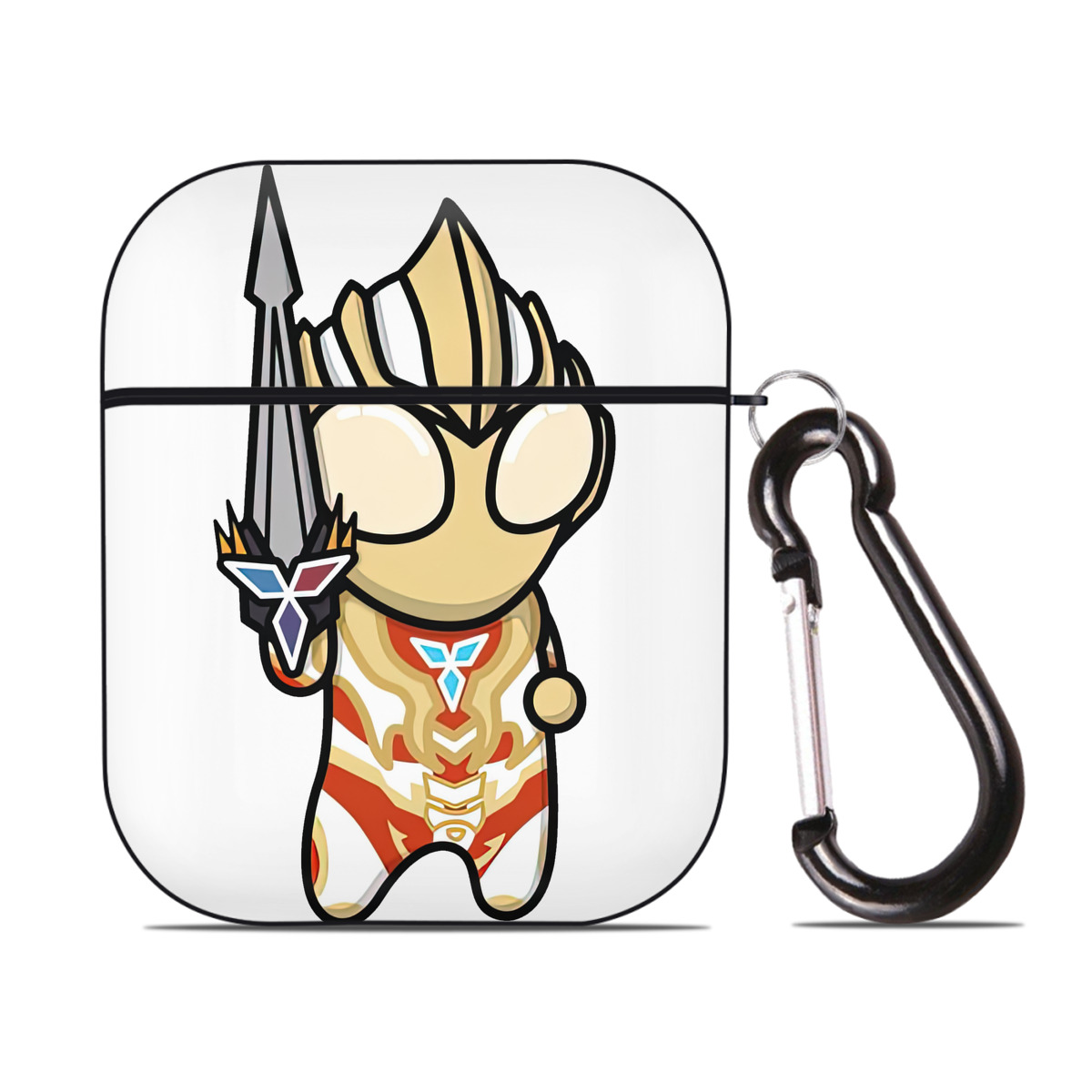 （画像用） ウルトラマン Ultraman AirPods 第2世代保護ケース ハードシェル ブラック 耐衝撃・防指紋・カラビナ付き