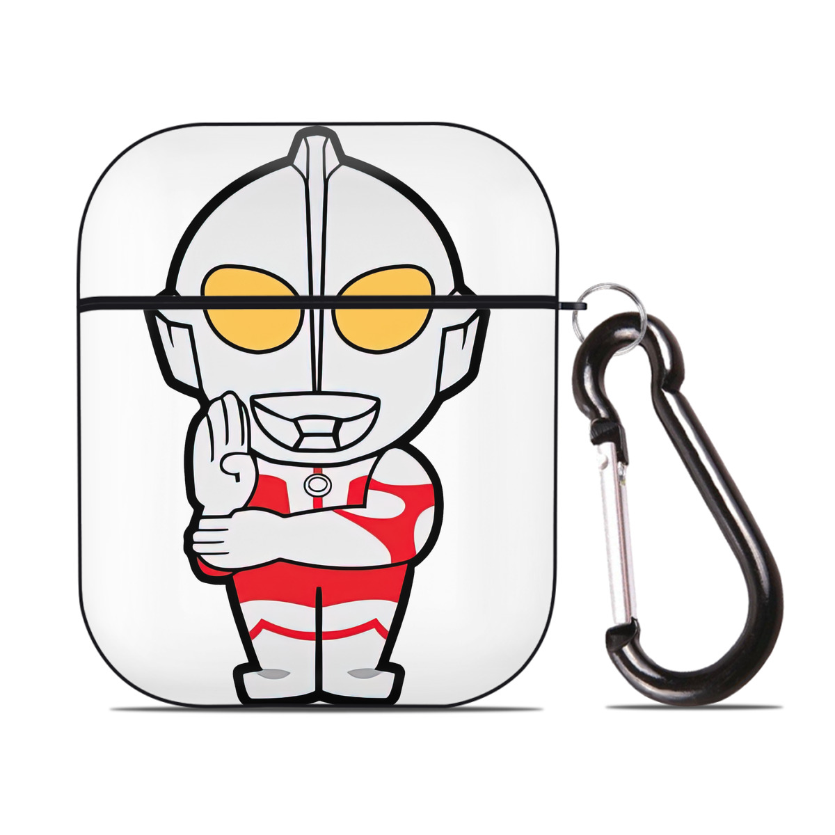 （画像用） ウルトラマン Ultraman AirPods 第2世代保護ケース ハードシェル ブラック 耐衝撃・防指紋・カラビナ付き