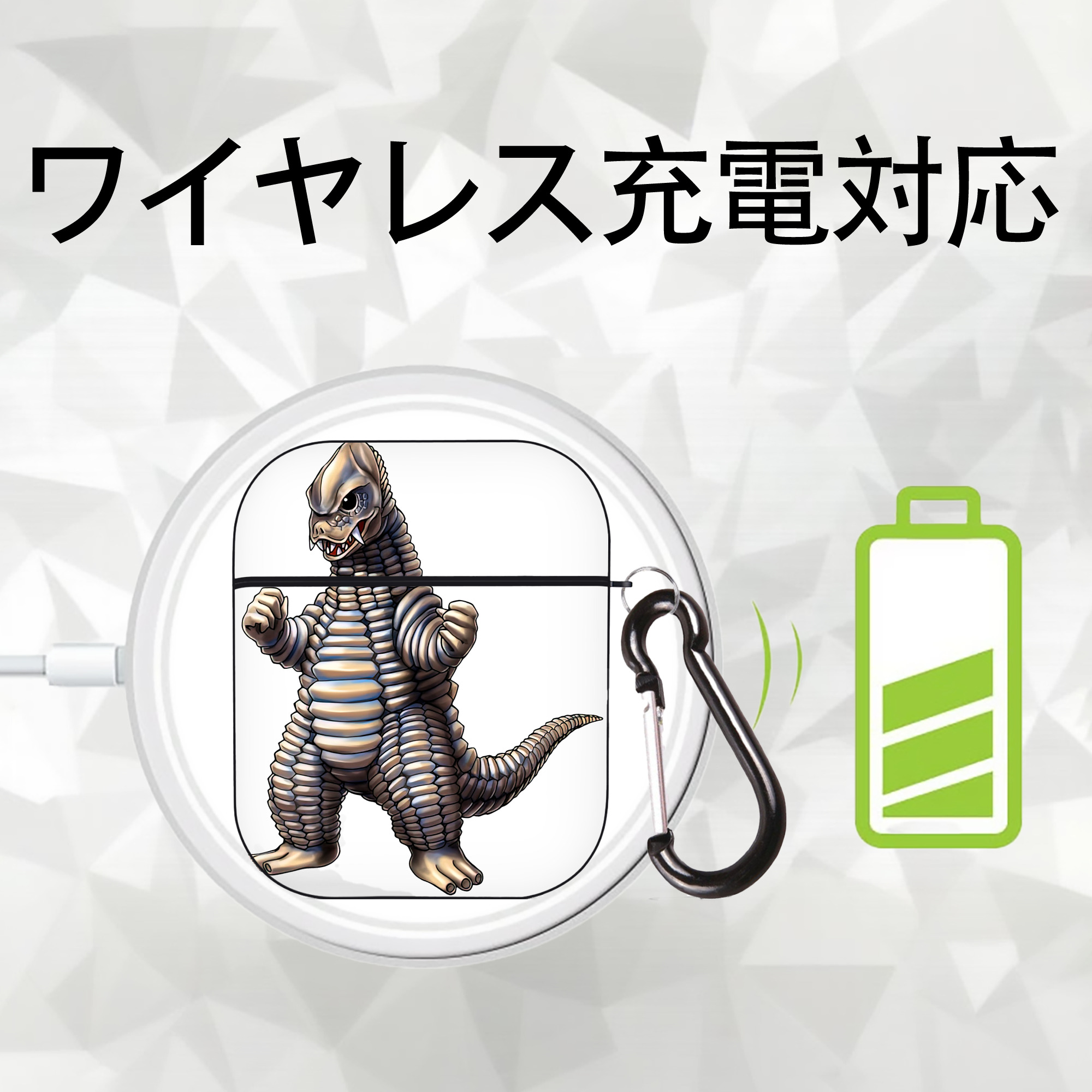ウルトラマン Ultraman AirPods 第2世代保護ケース ハードシェル ブラック 耐衝撃・防指紋・カラビナ付き