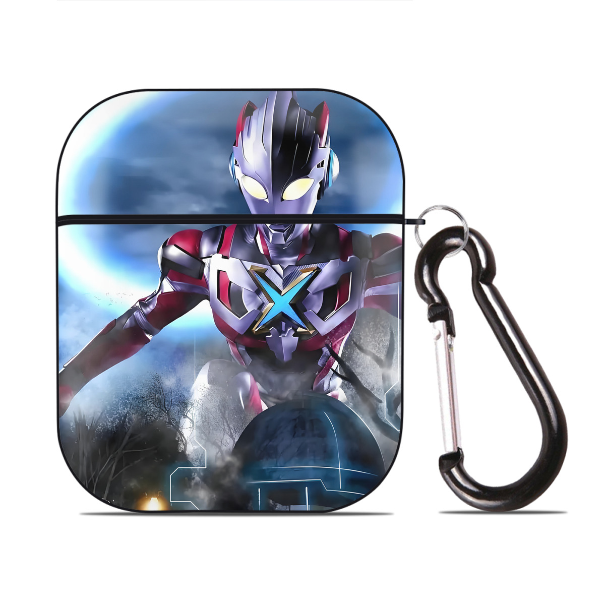 （画像用） ウルトラマン Ultraman AirPods 第2世代保護ケース ハードシェル ブラック 耐衝撃・防指紋・カラビナ付き