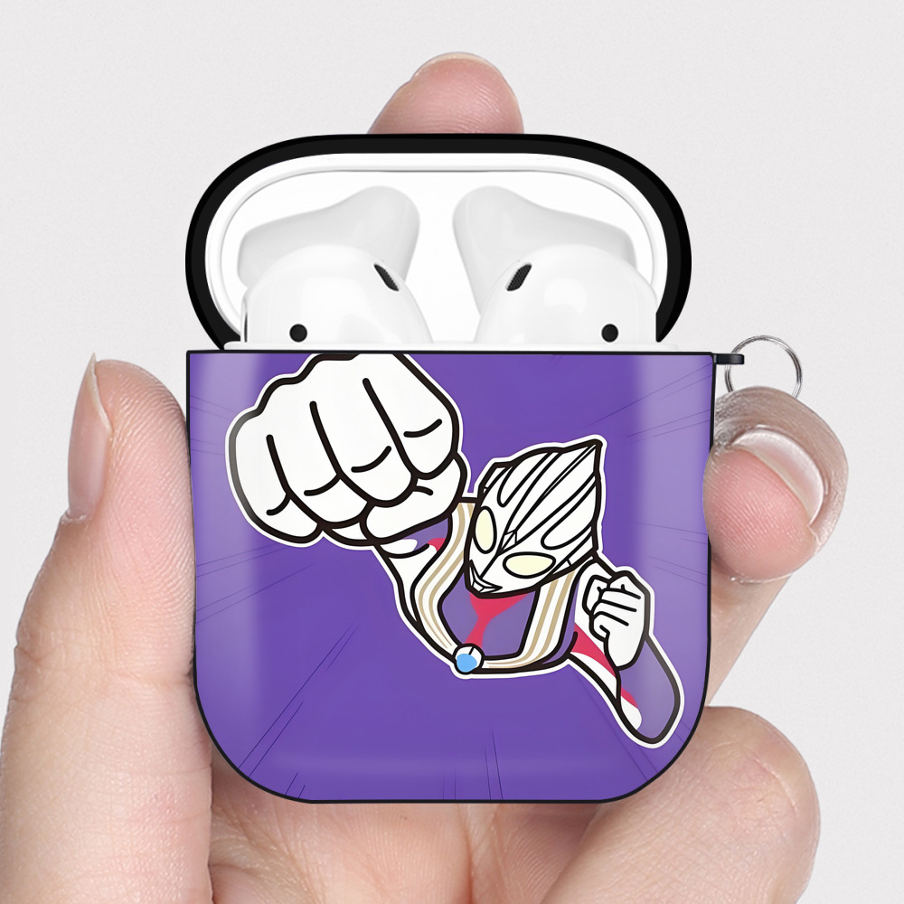 （画像用） ウルトラマン Ultraman AirPods 第2世代保護ケース ハードシェル ブラック 耐衝撃・防指紋・カラビナ付き