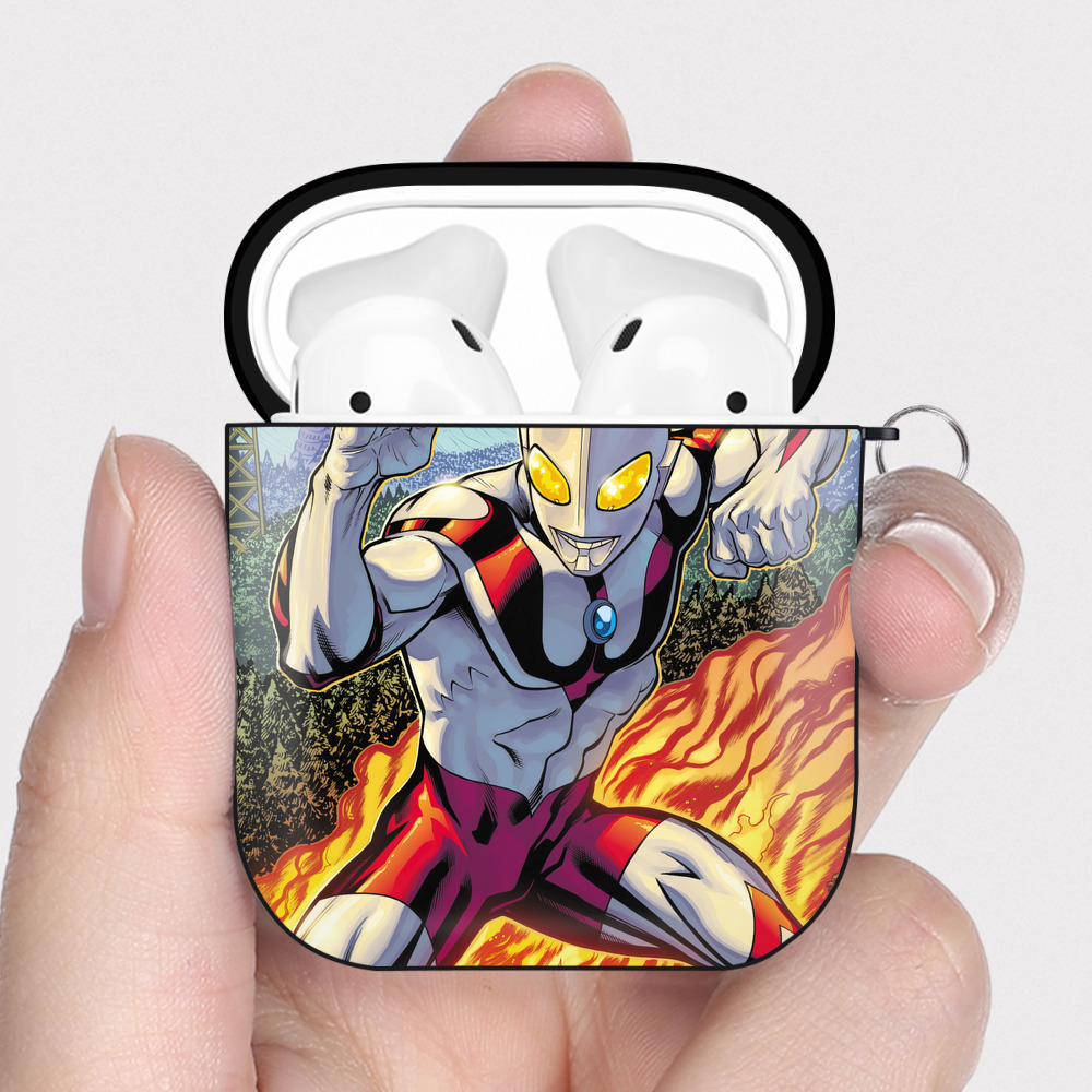 （画像用） ウルトラマン Ultraman AirPods 第2世代保護ケース ハードシェル ブラック 耐衝撃・防指紋・カラビナ付き