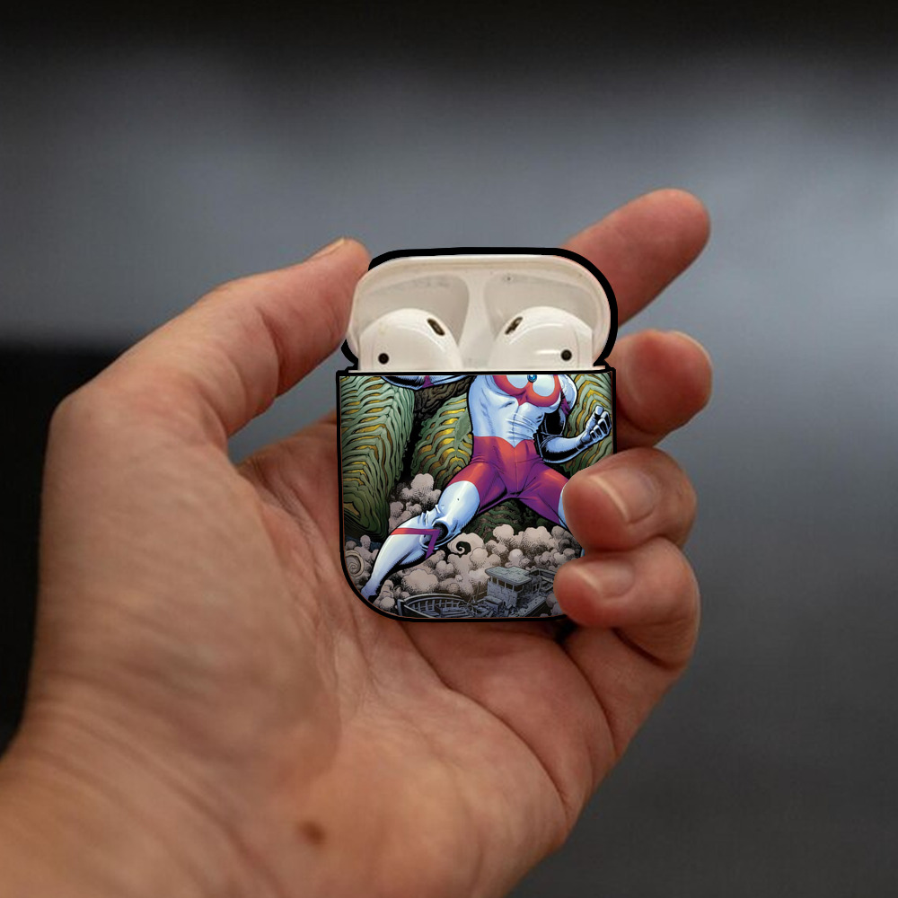 ウルトラマン Ultraman AirPods 第2世代保護ケース ハードシェル ブラック 耐衝撃・防指紋・カラビナ付き