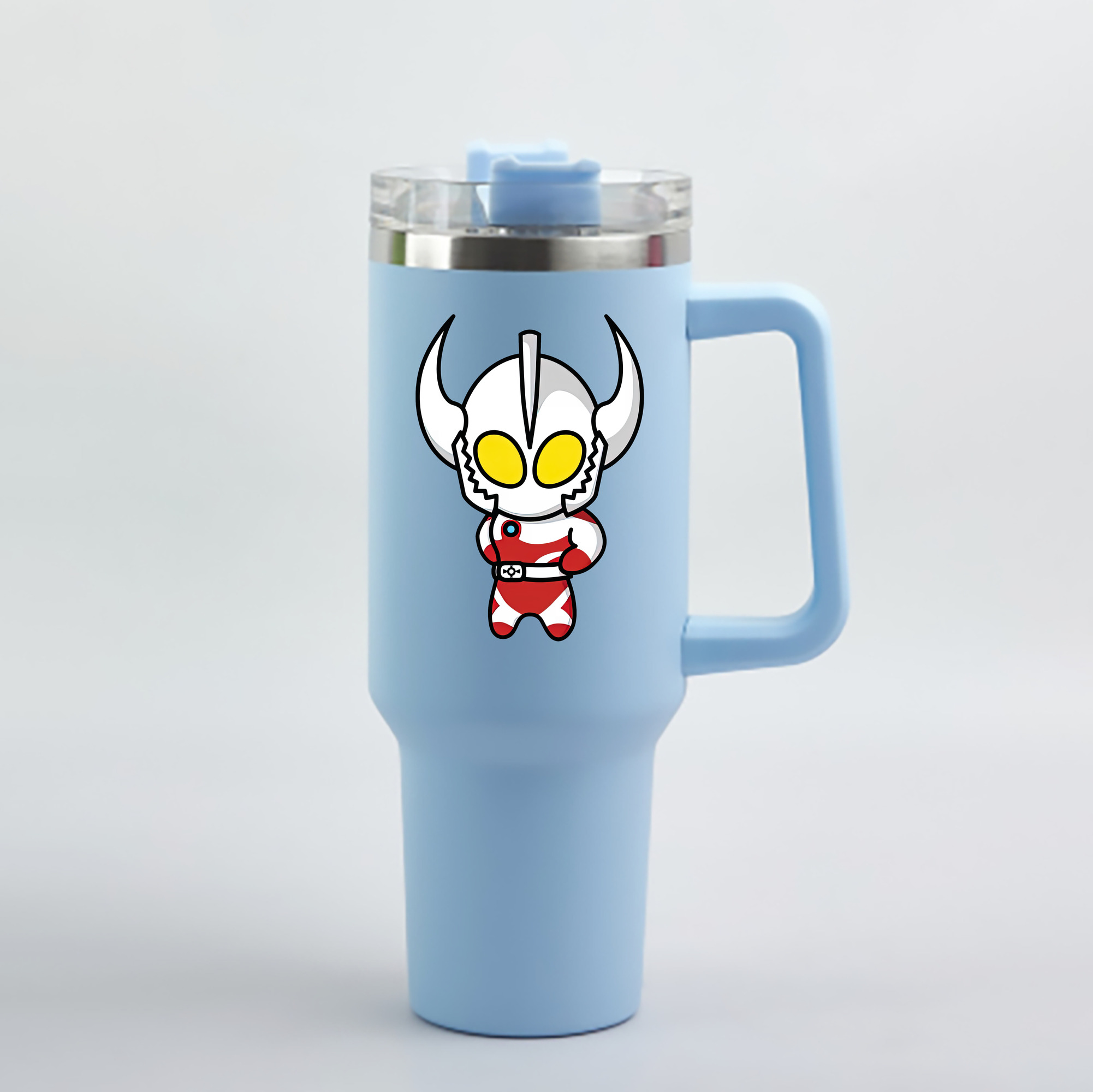 （画像用） ウルトラマン Ultraman 1200mL車用タンブラー - クリスタルステッカー（プラスチックストロー付き）