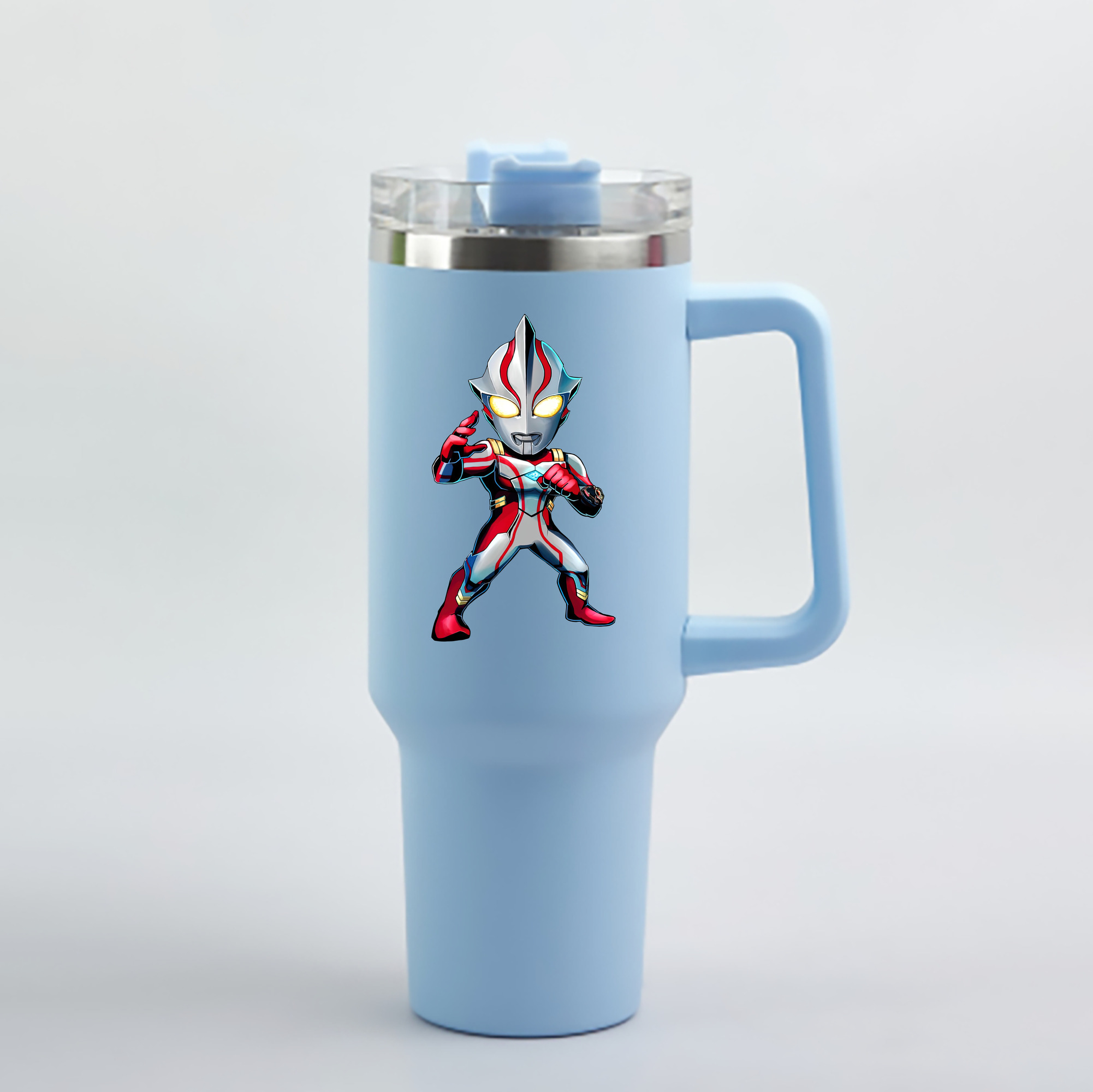 （画像用） ウルトラマン Ultraman 1200mL車用タンブラー - クリスタルステッカー（プラスチックストロー付き）