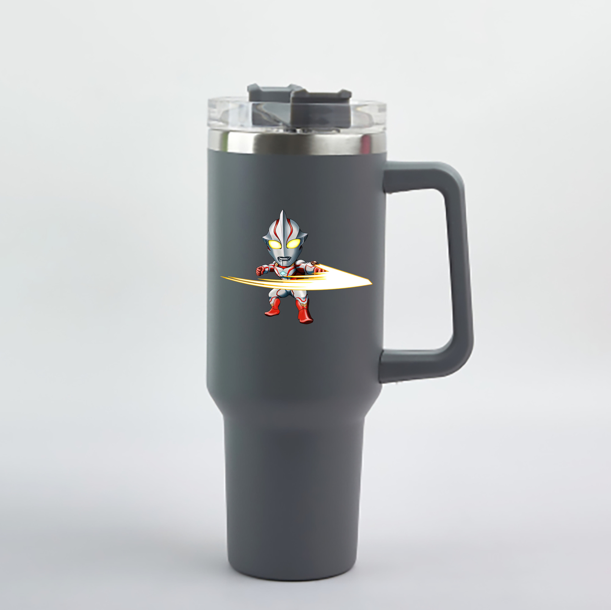 （画像用） ウルトラマン Ultraman 1200mL車用タンブラー - クリスタルステッカー（プラスチックストロー付き）
