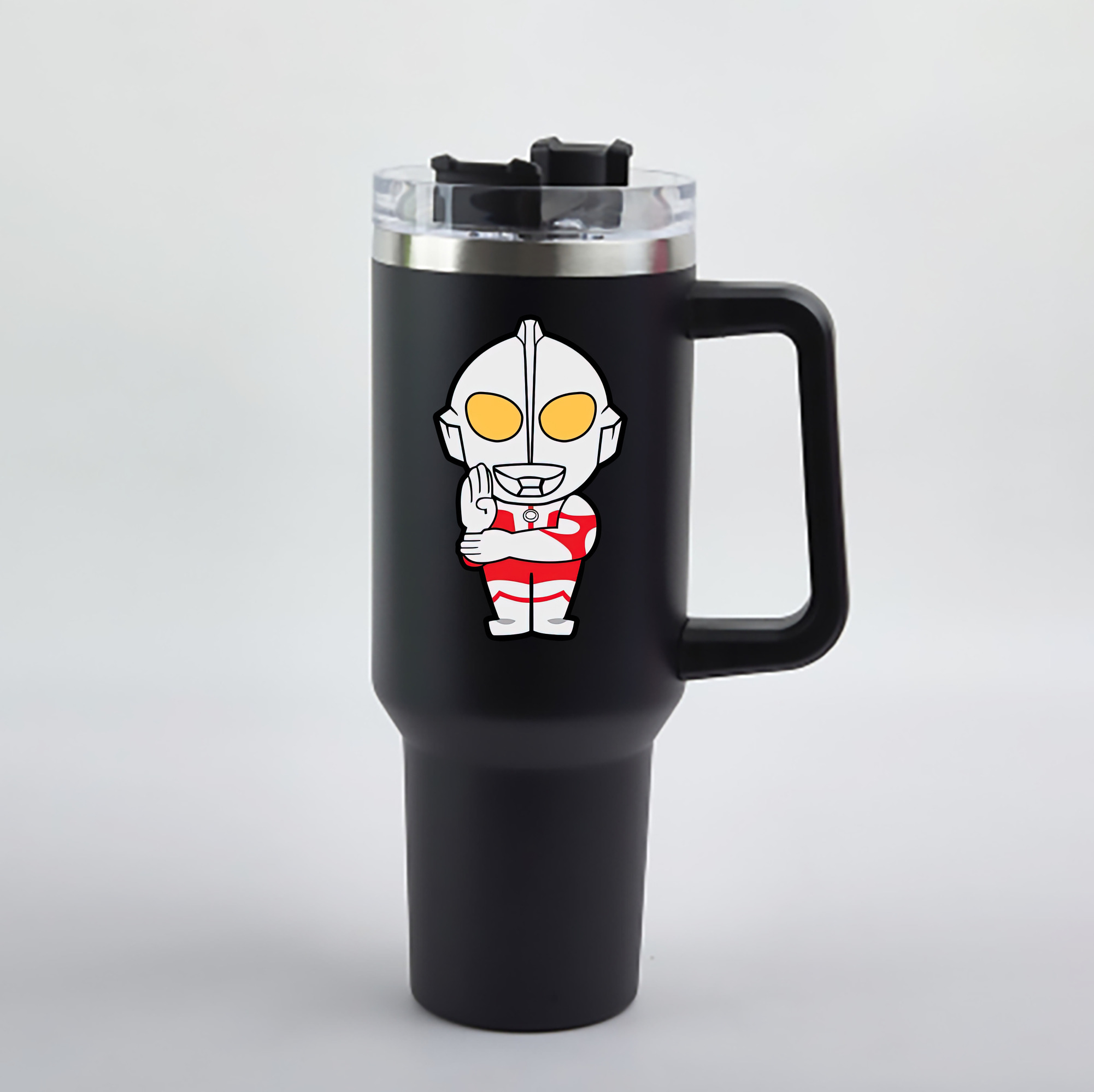 （画像用） ウルトラマン Ultraman 1200mL車用タンブラー - クリスタルステッカー（プラスチックストロー付き）