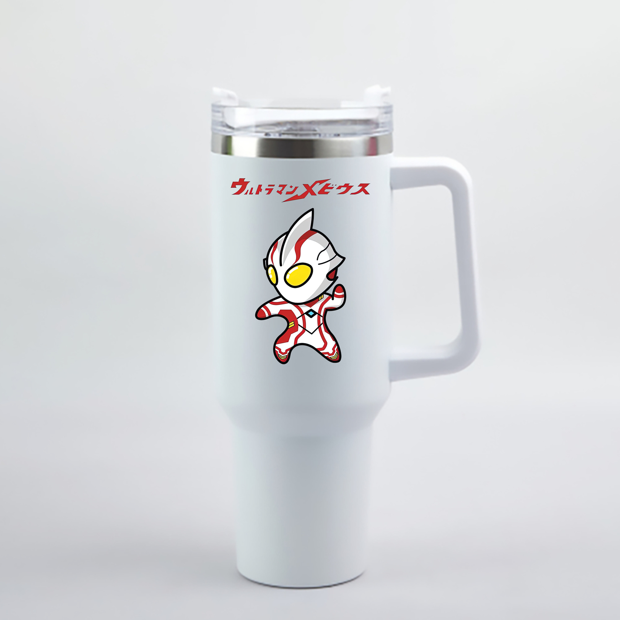 （画像用） ウルトラマン Ultraman 1200mL車用タンブラー - クリスタルステッカー（プラスチックストロー付き）